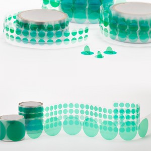 PET Hijau Polyester Masking Dots (Disc) dengan Wishbone Handle untuk Powder Coating, Plating dan Anodizing